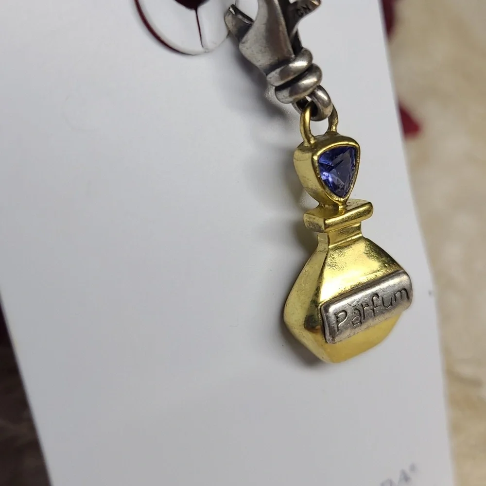 NEW Silpada Gold & Silver Parfum Bottle Charm Pendant Blue Crystal Lobster Clasp - Picture 3 of 6